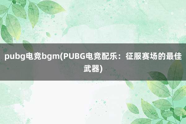 pubg电竞bgm(PUBG电竞配乐：征服赛场的最佳武器)