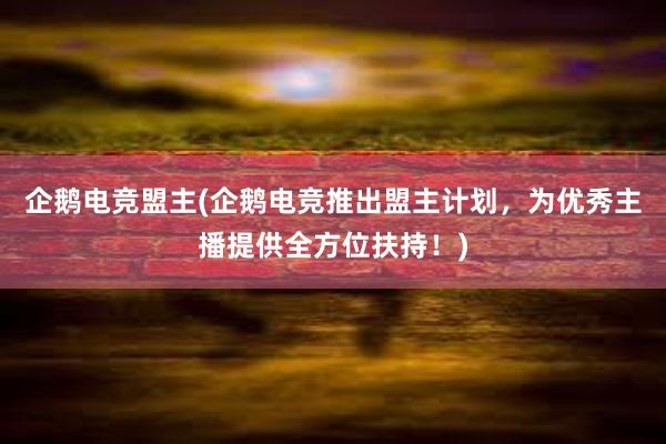 企鹅电竞盟主(企鹅电竞推出盟主计划，为优秀主播提供全方位扶持！)