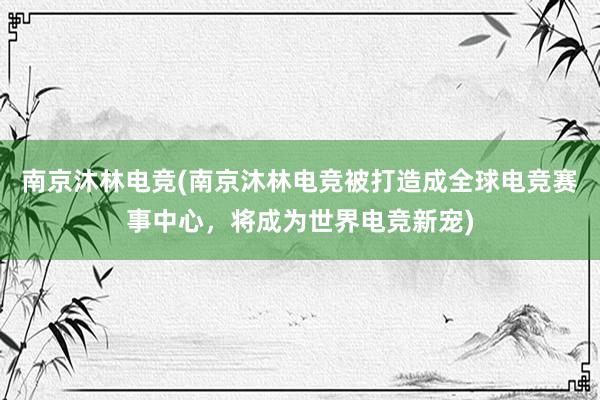 南京沐林电竞(南京沐林电竞被打造成全球电竞赛事中心，将成为世界电竞新宠)