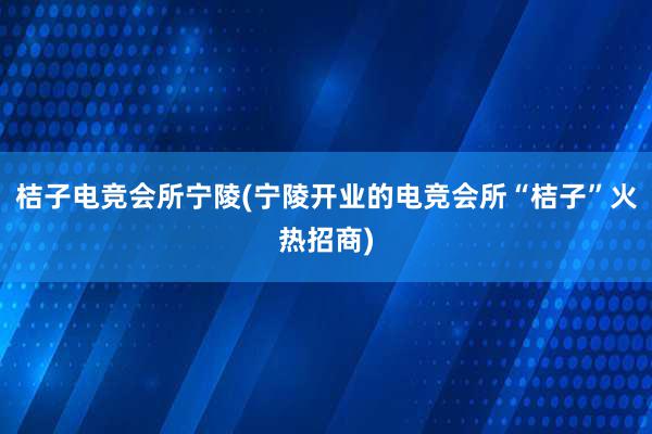 桔子电竞会所宁陵(宁陵开业的电竞会所“桔子”火热招商)