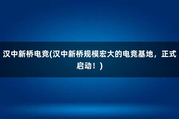 汉中新桥电竞(汉中新桥规模宏大的电竞基地，正式启动！)