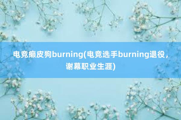 电竞癞皮狗burning(电竞选手burning退役，谢幕职业生涯)