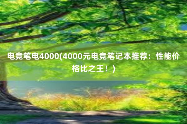 电竞笔电4000(4000元电竞笔记本推荐：性能价格比之王！)