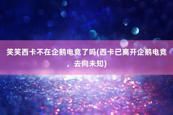 笑笑西卡不在企鹅电竞了吗(西卡已离开企鹅电竞，去向未知)