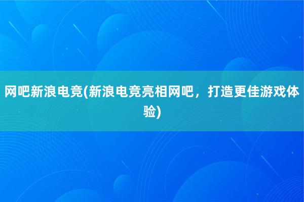 网吧新浪电竞(新浪电竞亮相网吧，打造更佳游戏体验)