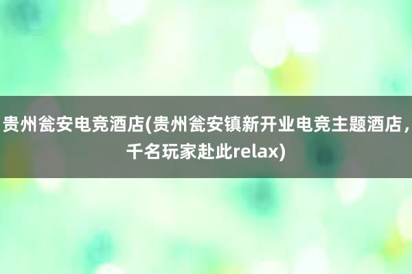 贵州瓮安电竞酒店(贵州瓮安镇新开业电竞主题酒店，千名玩家赴此relax)