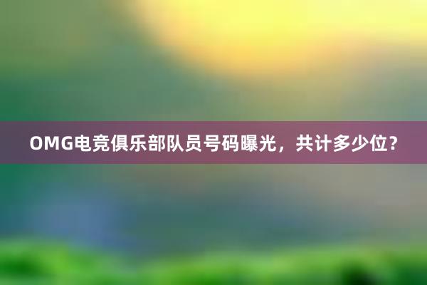 OMG电竞俱乐部队员号码曝光，共计多少位？