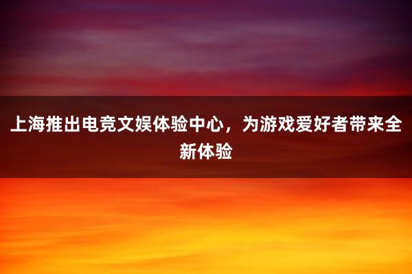 上海推出电竞文娱体验中心，为游戏爱好者带来全新体验