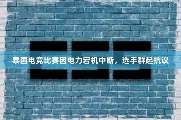 泰国电竞比赛因电力宕机中断，选手群起抗议