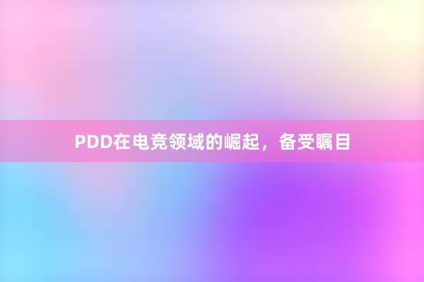 PDD在电竞领域的崛起，备受瞩目