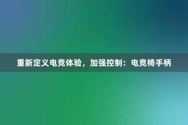 重新定义电竞体验，加强控制：电竞椅手柄